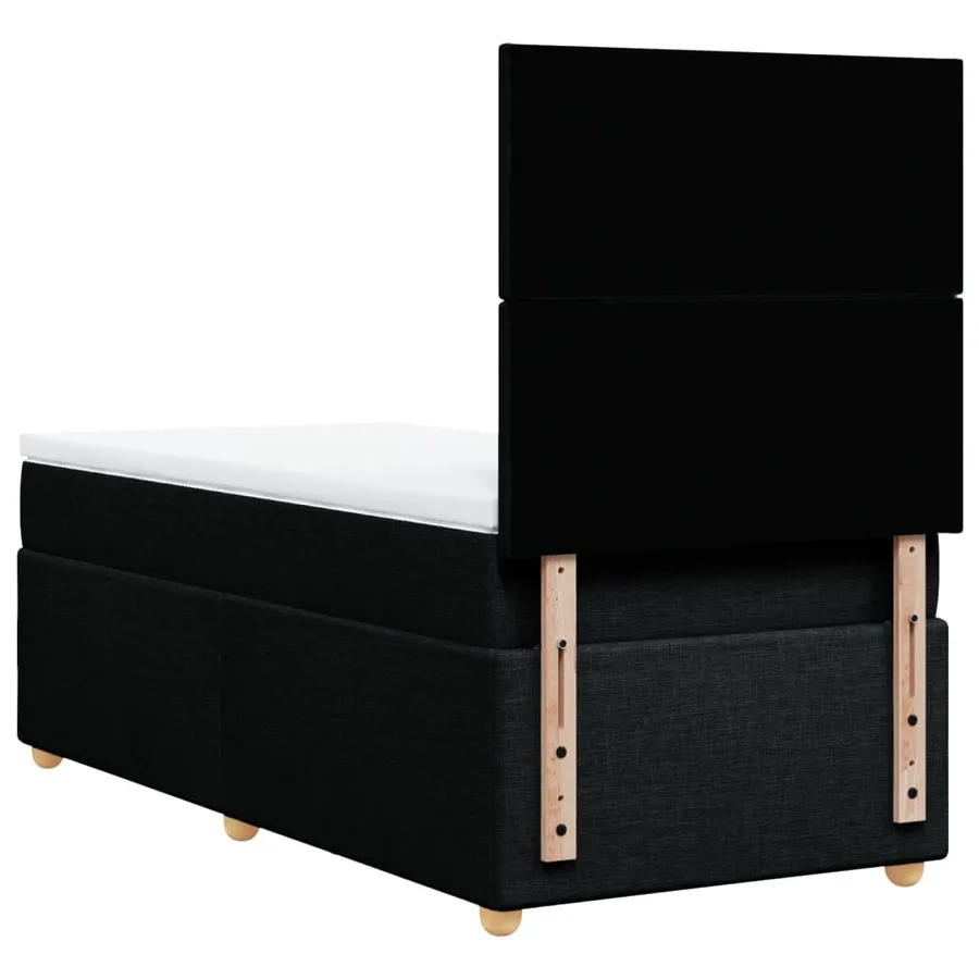 Sommier à lattes de lit avec matelas Noir 100x200 cm Tissu - 6