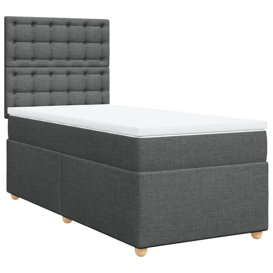 Sommier à lattes de lit avec matelas Gris foncé 90x200 cm Tissu - 3