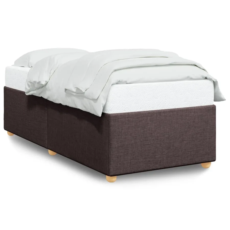 Cadre de lit sans matelas marron foncé 90x200 cm tissu - 2