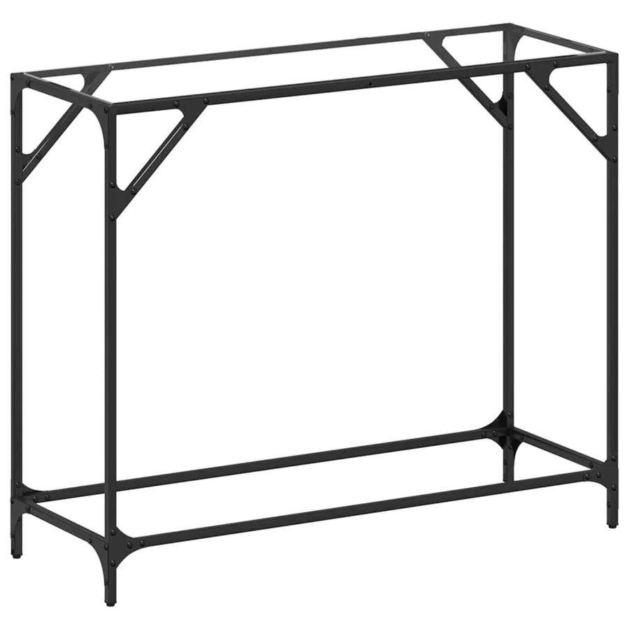 Table console avec dessus en verre transparent 98x35x81cm acier - 2
