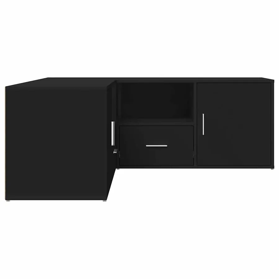 Armoire d'angle noir 200x40x45 cm bois d’ingénierie - 10