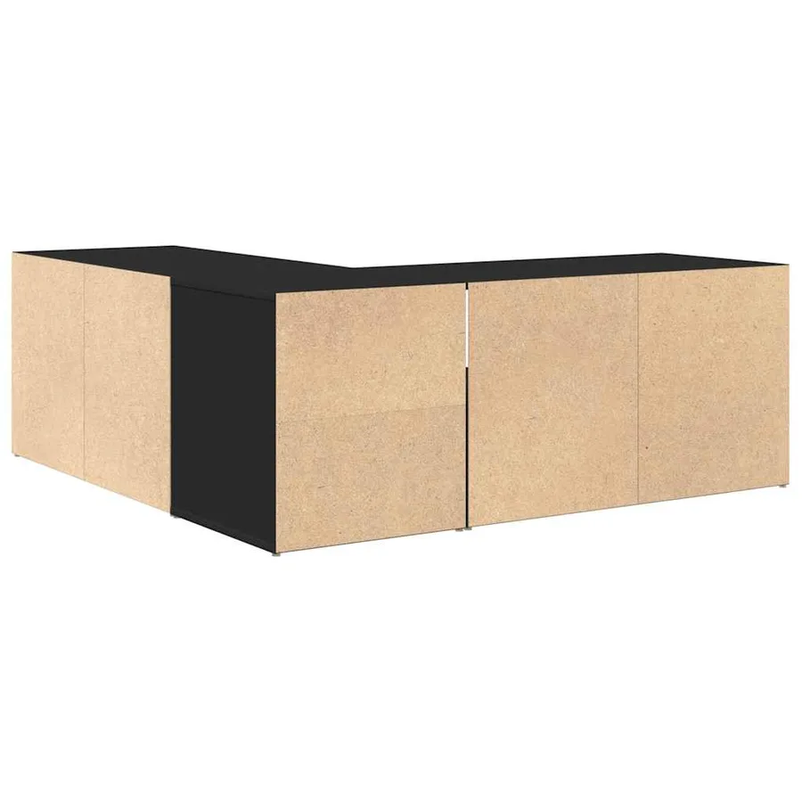 Armoire d'angle noir 200x40x45 cm bois d’ingénierie - 11
