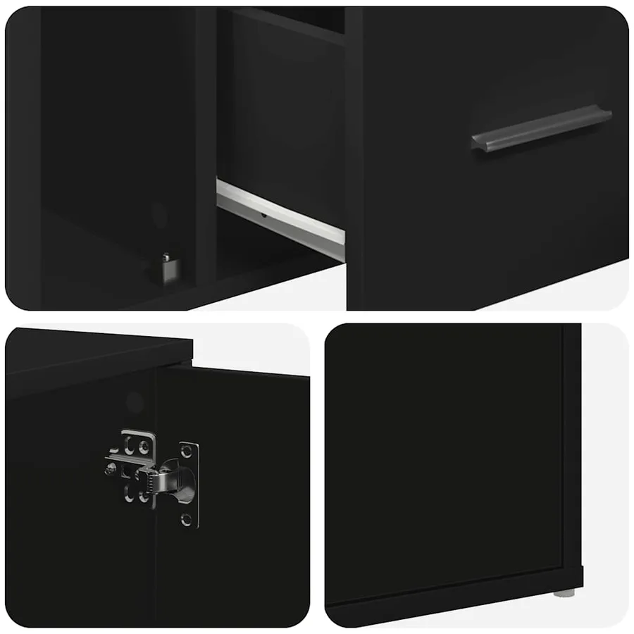 Armoire d'angle noir 200x40x45 cm bois d’ingénierie - 13
