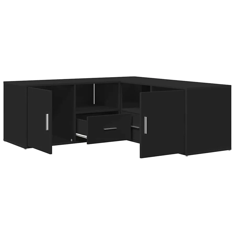Armoire d'angle noir 200x40x45 cm bois d’ingénierie - 2