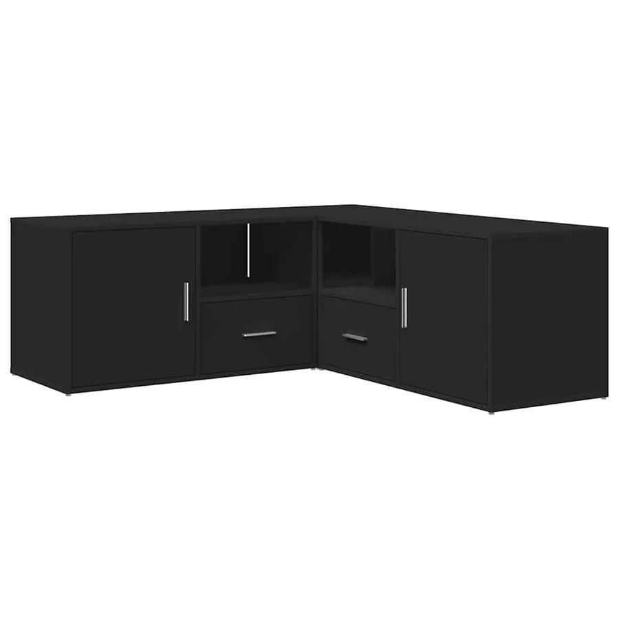 Armoire d'angle noir 200x40x45 cm bois d’ingénierie - 5