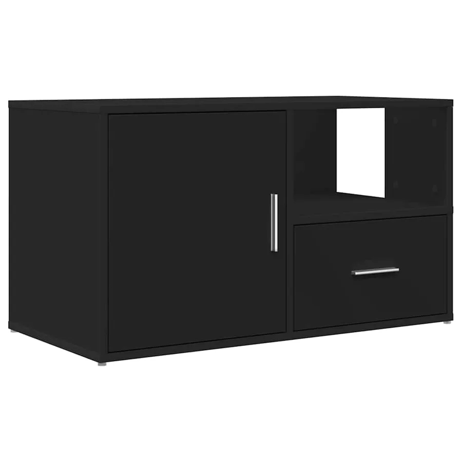 Armoire d'angle noir 200x40x45 cm bois d’ingénierie - 6