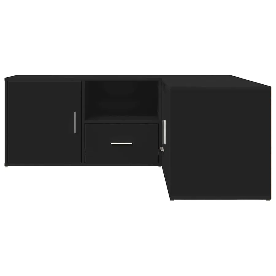 Armoire d'angle noir 200x40x45 cm bois d’ingénierie - 9