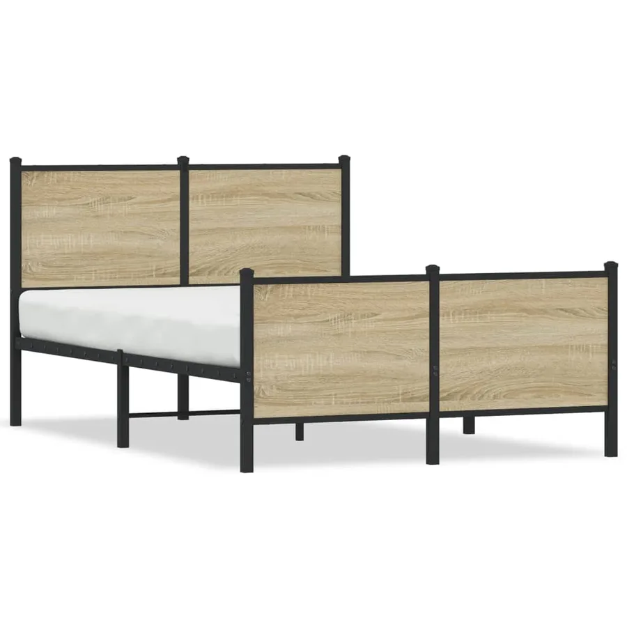 Cadre de lit en métal sans matelas chêne sonoma 120x200 cm - 2