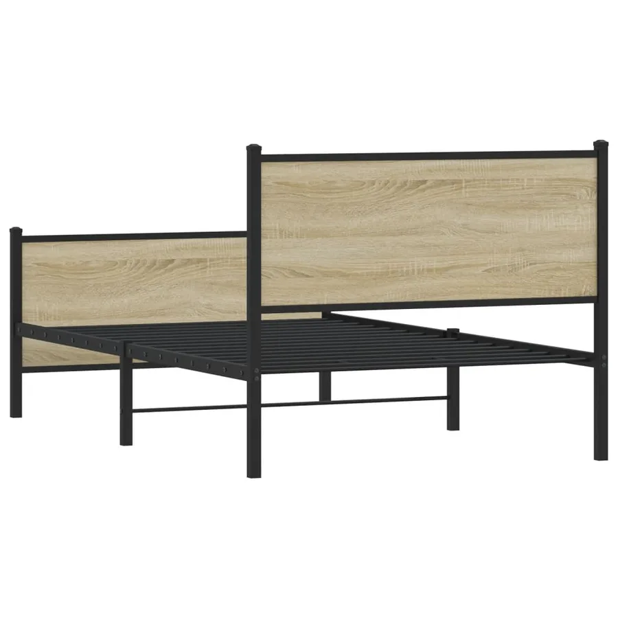 Cadre de lit en métal sans matelas chêne sonoma 107x203 cm - 7