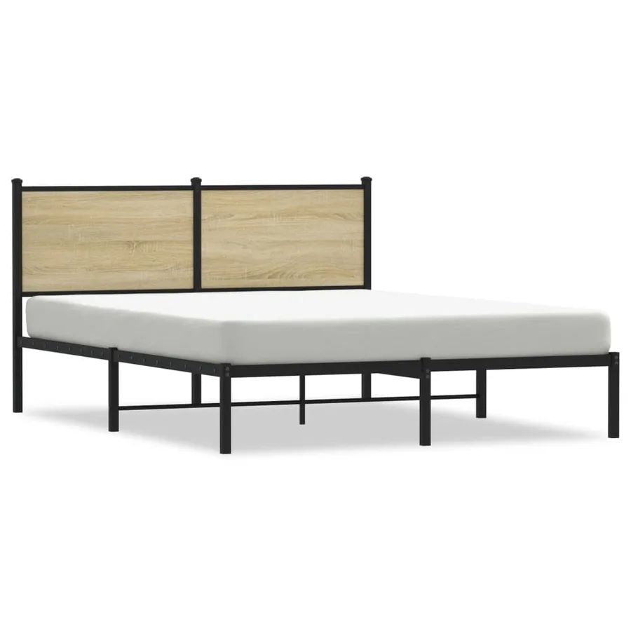 Cadre de lit en métal sans matelas chêne sonoma 150x200 cm - 2