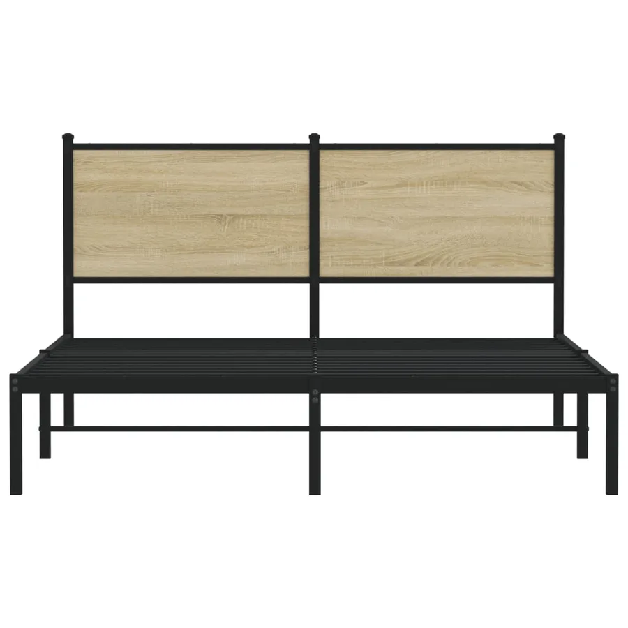 Cadre de lit en métal sans matelas chêne sonoma 150x200 cm - 5