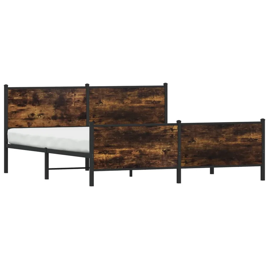 Cadre de lit en métal sans matelas chêne fumé 200x200 cm - 3