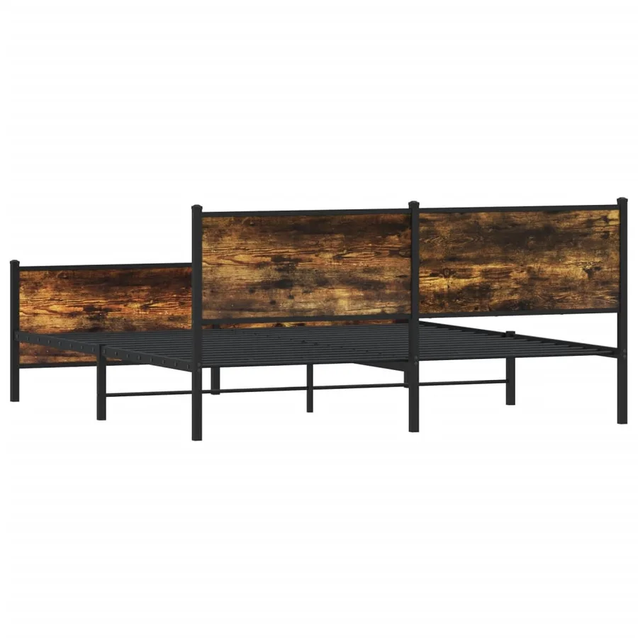 Cadre de lit en métal sans matelas chêne fumé 200x200 cm - 7