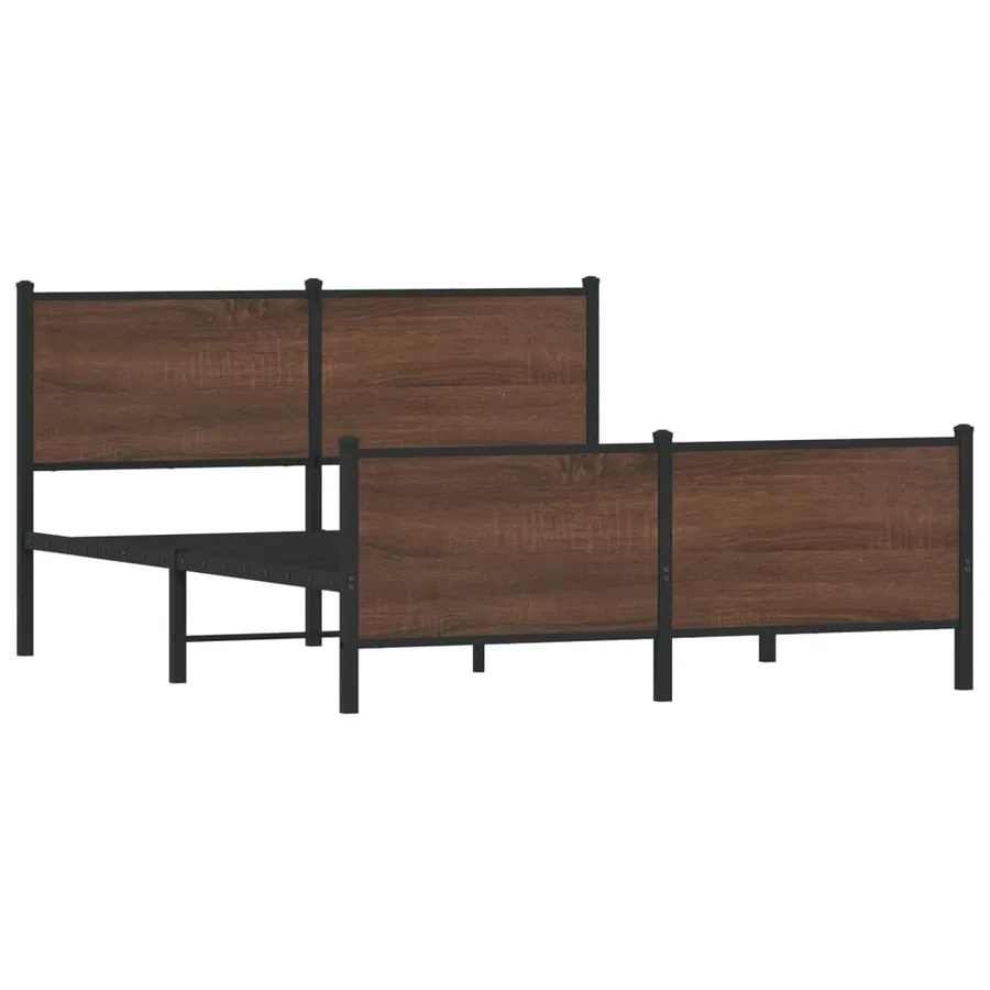 Cadre de lit en métal sans matelas chêne marron 160x200 cm - 4