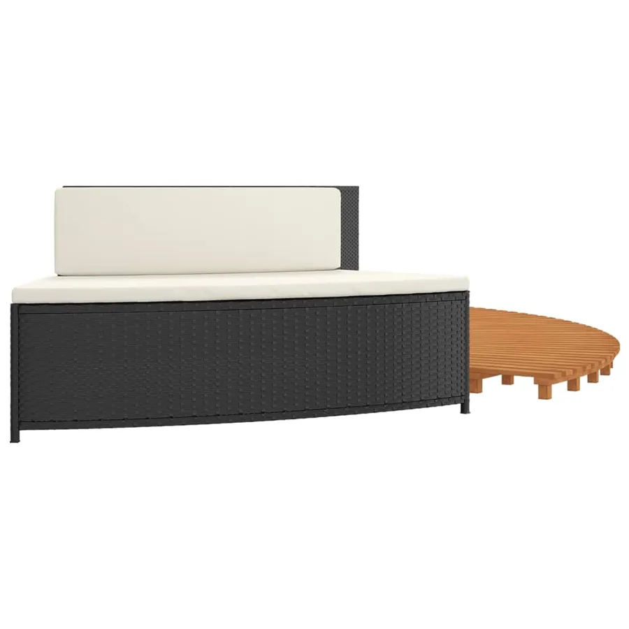Hot tub surround Black poly rattan solid acacia wood - 7