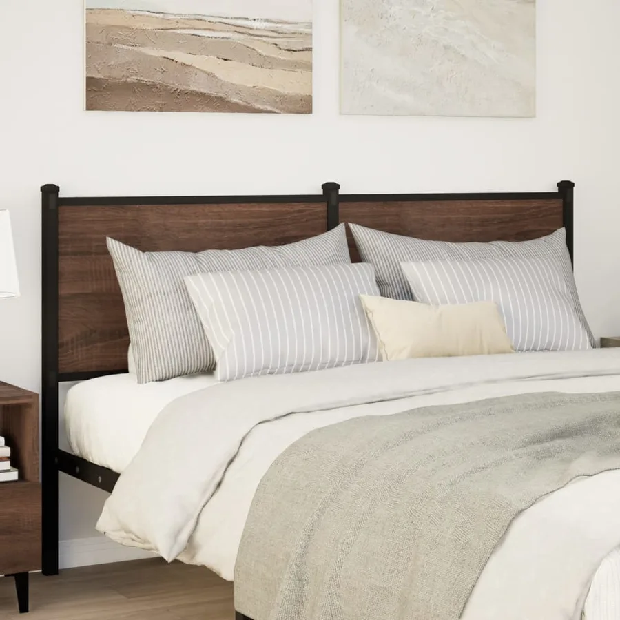 Tête de lit de remplacement chêne marron 140 cm bois d'ingénierie et acier - 2