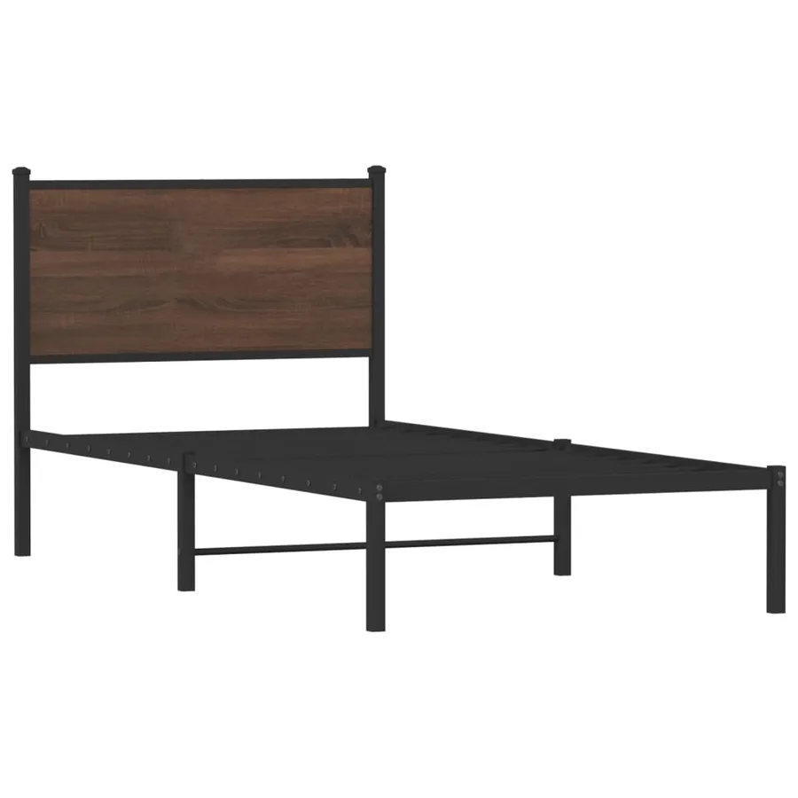 Cadre de lit en métal sans matelas chêne marron 90x200 cm - 3