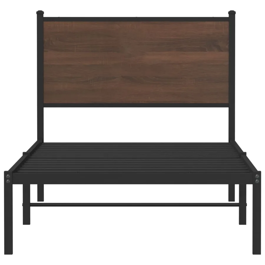 Cadre de lit en métal sans matelas chêne marron 90x200 cm - 5