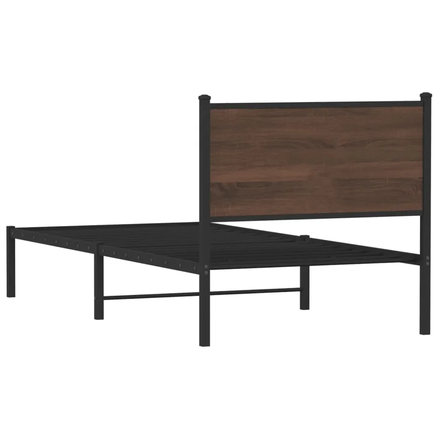 Cadre de lit en métal sans matelas chêne marron 90x200 cm - 7