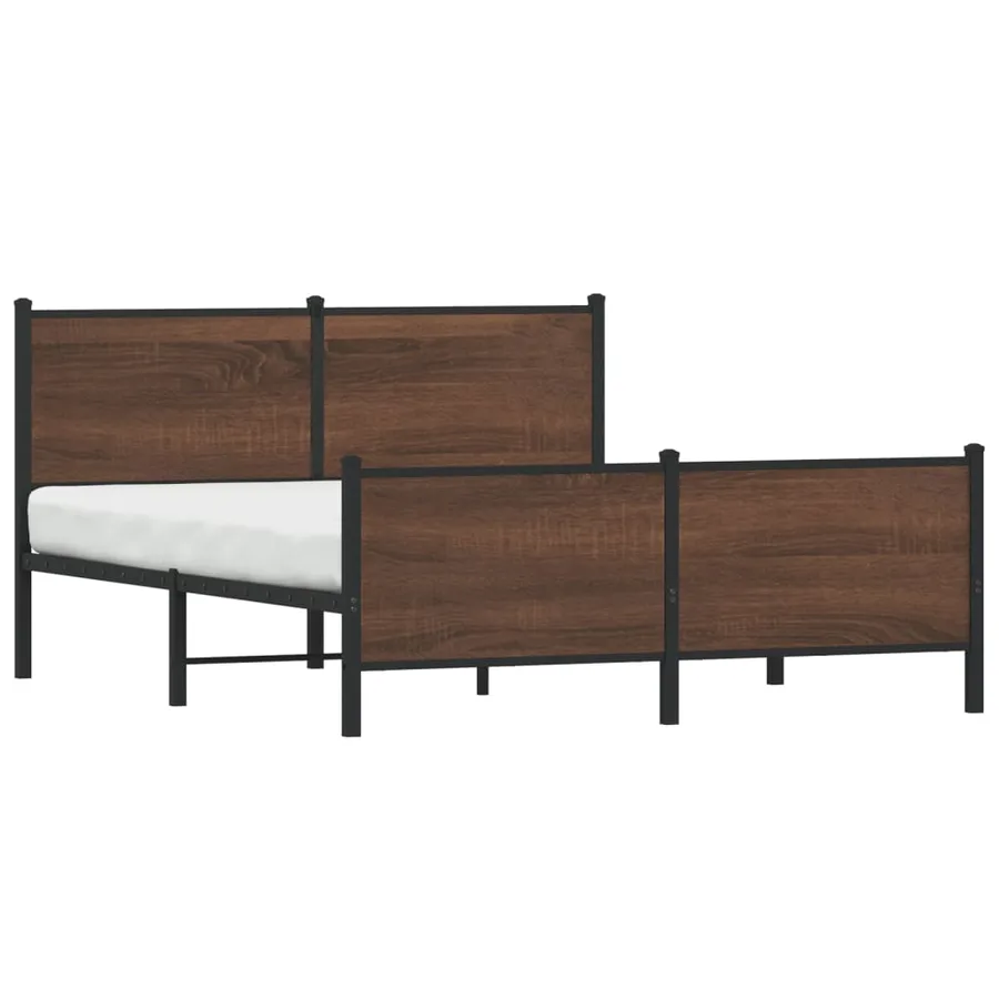 Cadre de lit en métal sans matelas chêne marron 140x200 cm - 3