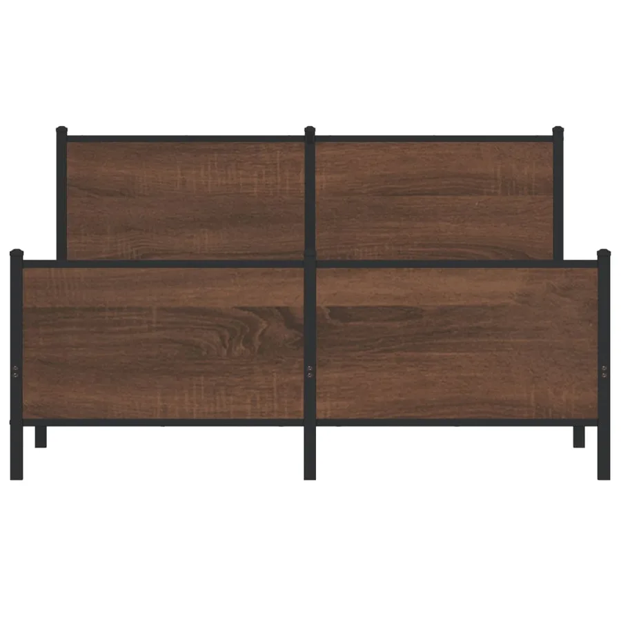 Cadre de lit en métal sans matelas chêne marron 140x200 cm - 5