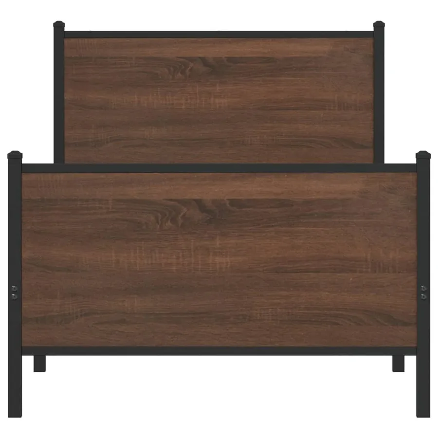 Cadre de lit en métal sans matelas chêne marron 107x203 cm - 5