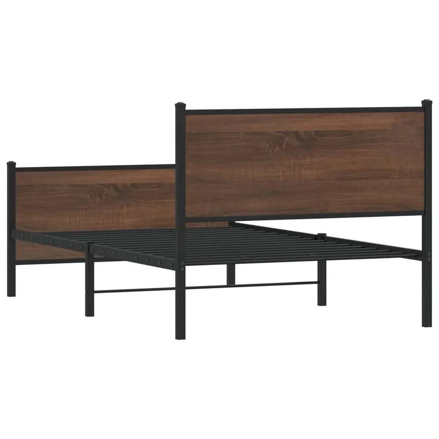 Cadre de lit en métal sans matelas chêne marron 107x203 cm - 7