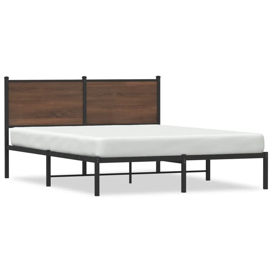 Cadre de lit en métal sans matelas chêne marron 140x200 cm - 2