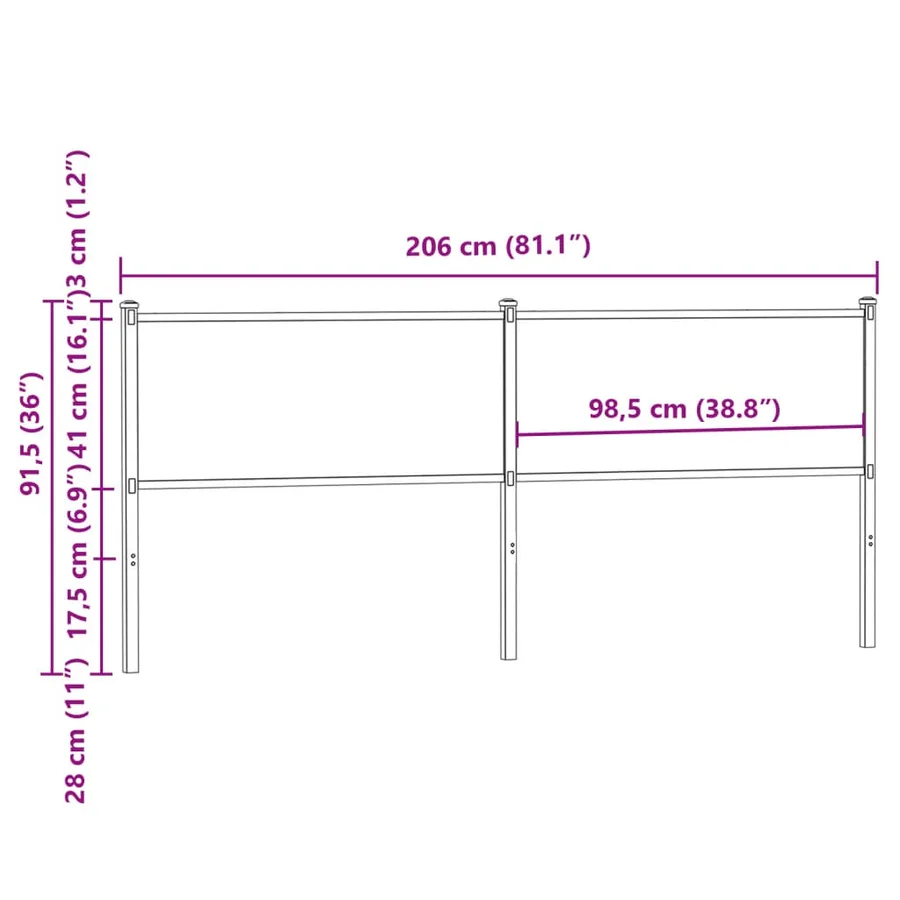 Tête de lit de remplacement chêne marron 200 cm bois d'ingénierie et acier - 7