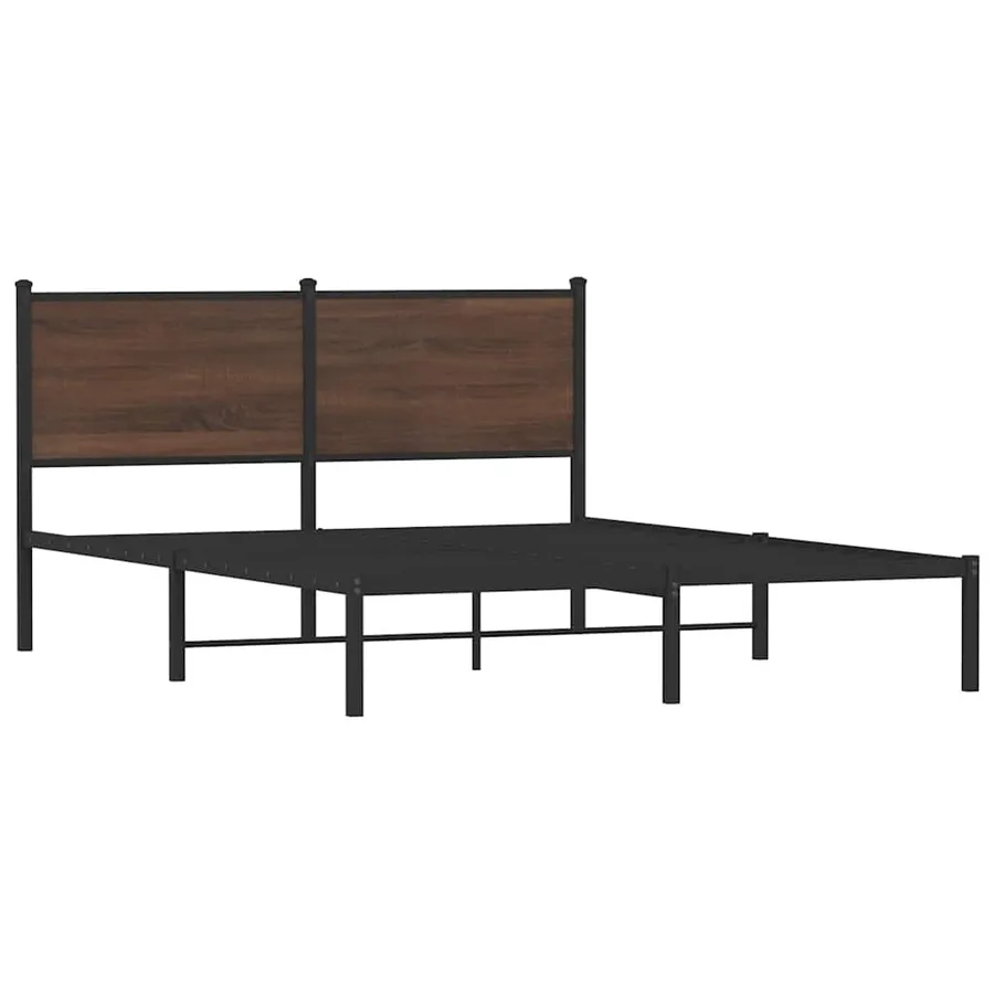 Cadre de lit en métal sans matelas chêne marron 137x190 cm - 3
