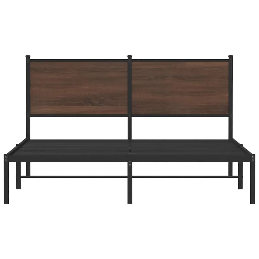 Cadre de lit en métal sans matelas chêne marron 137x190 cm - 5