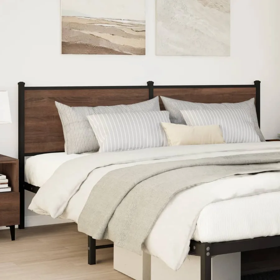 Tête de lit de remplacement chêne marron 180 cm bois d'ingénierie et acier - 2