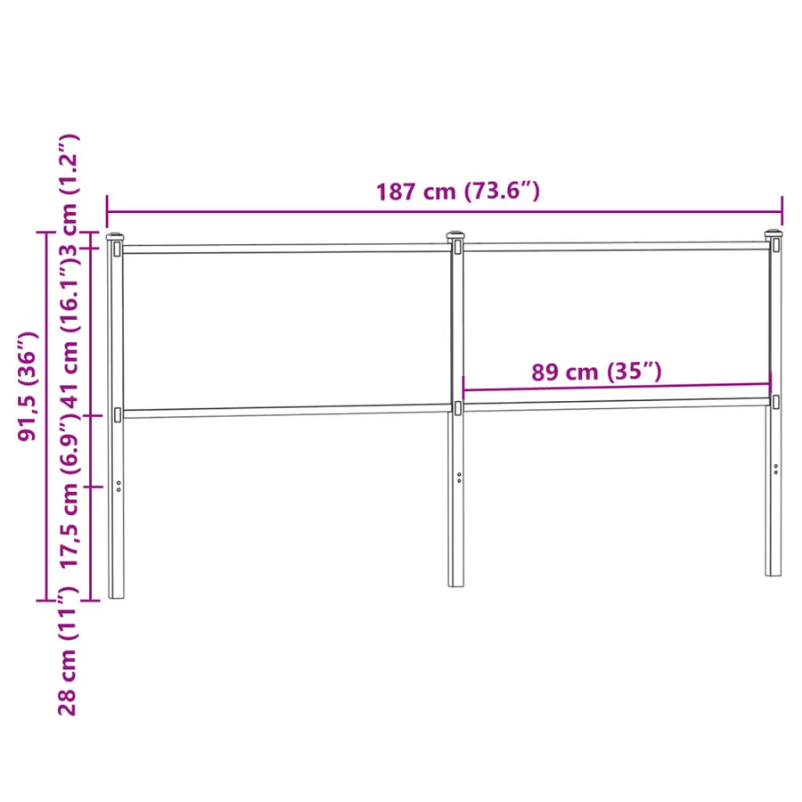 Tête de lit de remplacement chêne marron 180 cm bois d'ingénierie et acier - 7