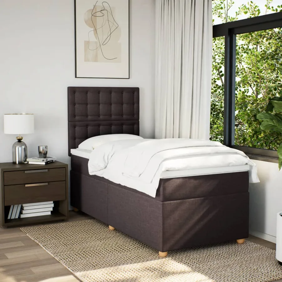 Sommier à lattes de lit avec matelas Marron foncé 100x200 cm - 5