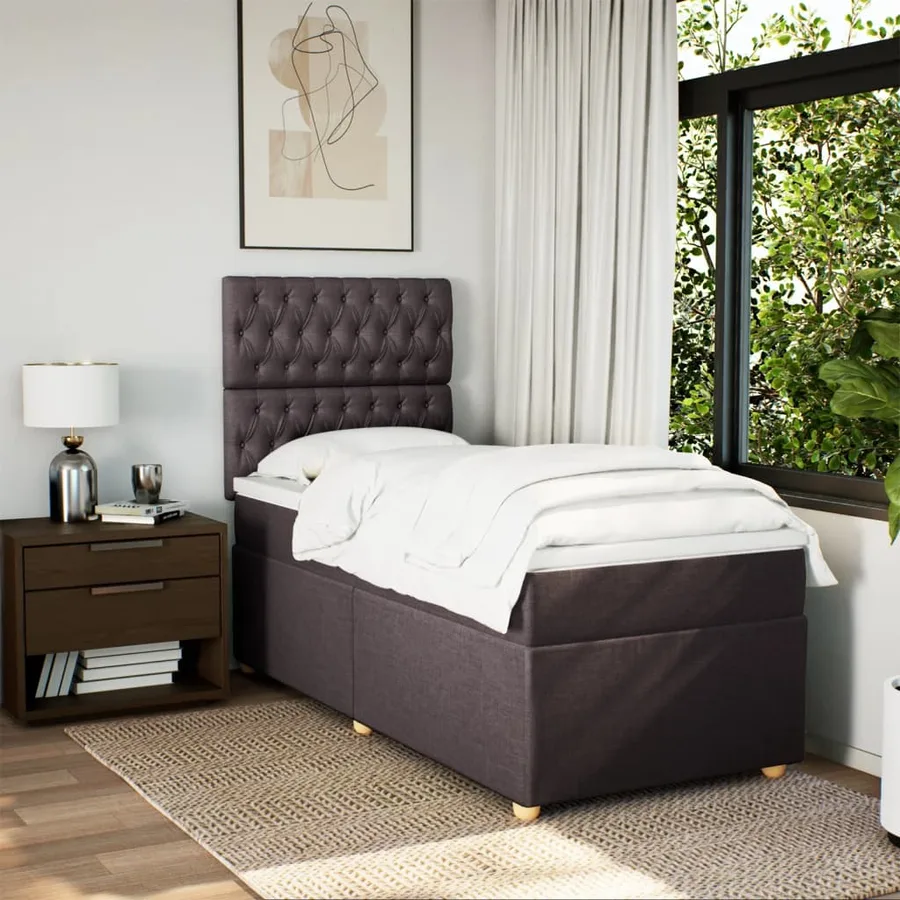 Sommier à lattes de lit avec matelas Marron foncé 100x200 cm - 5