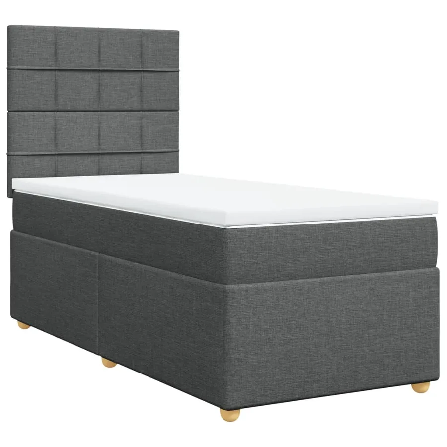 Sommier à lattes de lit avec matelas Gris foncé 100x200cm Tissu - 3
