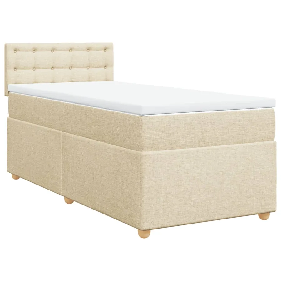 Sommier à lattes de lit avec matelas Crème 100x200 cm Tissu - 2