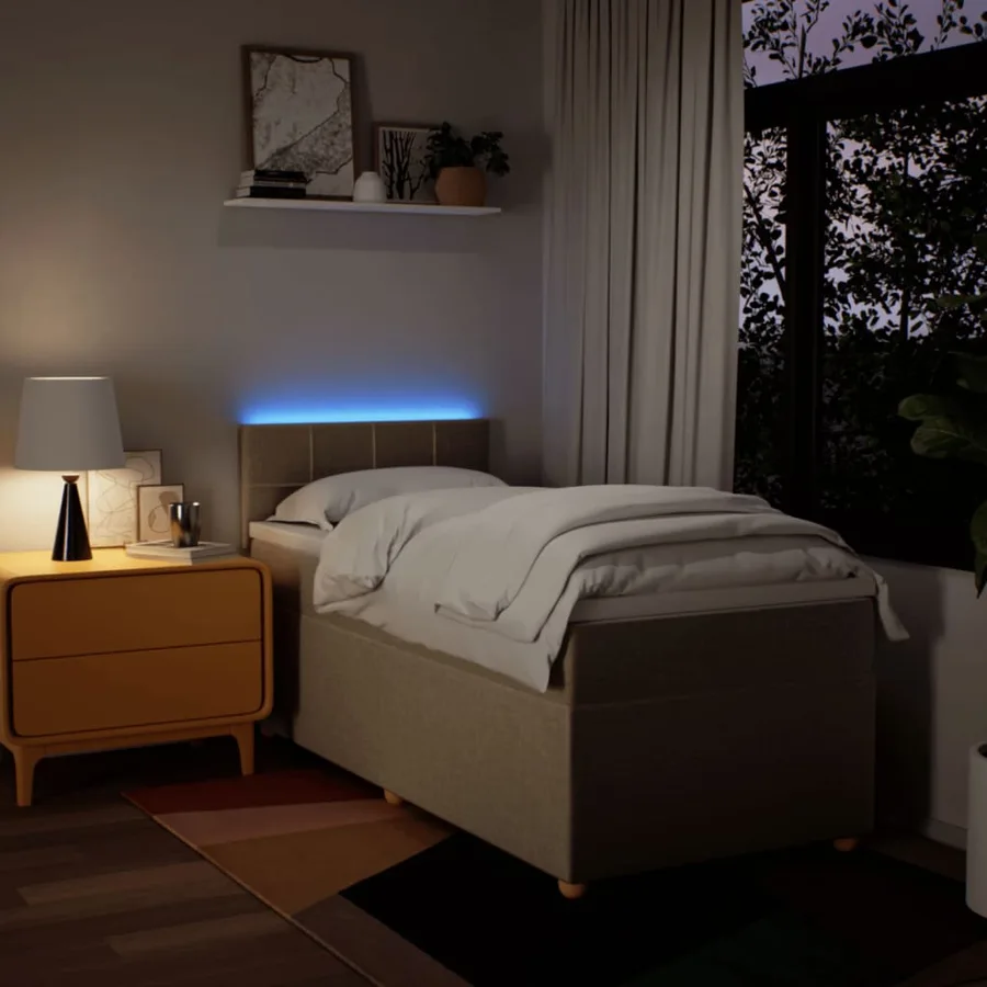 Sommier à lattes de lit avec matelas Crème 100x200 cm Tissu - 5