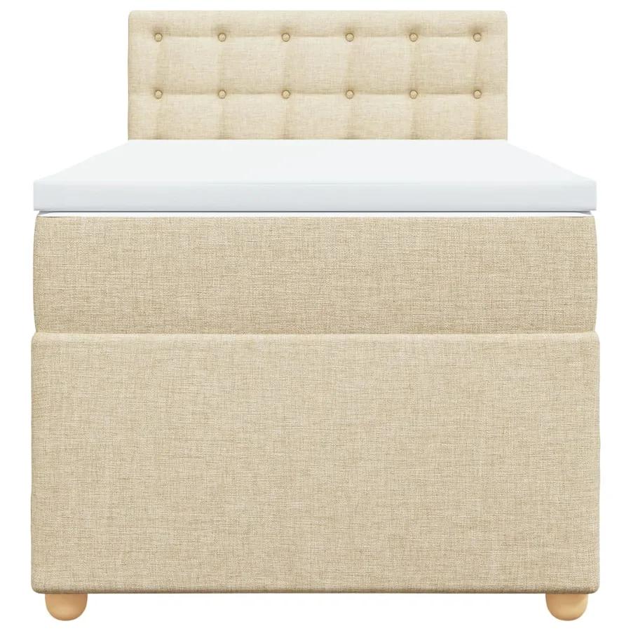 Sommier à lattes de lit avec matelas Crème 90x200 cm Tissu - 6