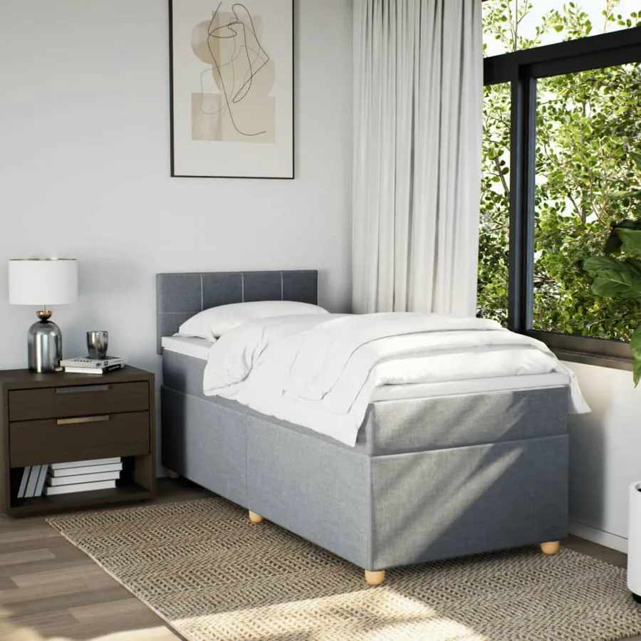 Sommier à lattes de lit avec matelas Gris clair 90x200 cm Tissu - 4