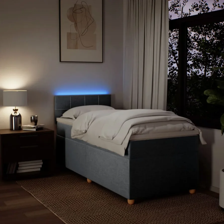 Sommier à lattes de lit avec matelas Gris clair 90x200 cm Tissu - 5