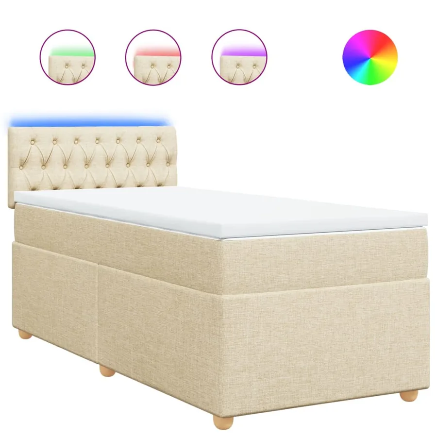 Sommier à lattes de lit avec matelas Crème 90x200 cm Tissu - 2