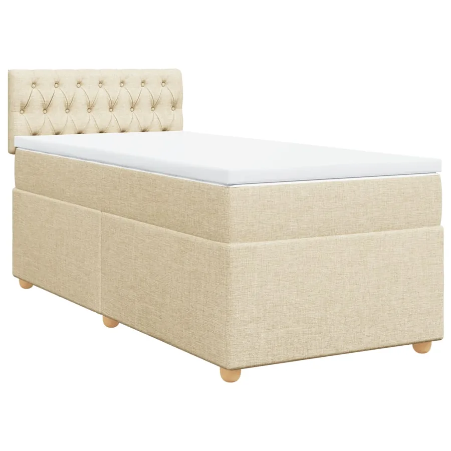 Sommier à lattes de lit avec matelas Crème 90x200 cm Tissu - 3
