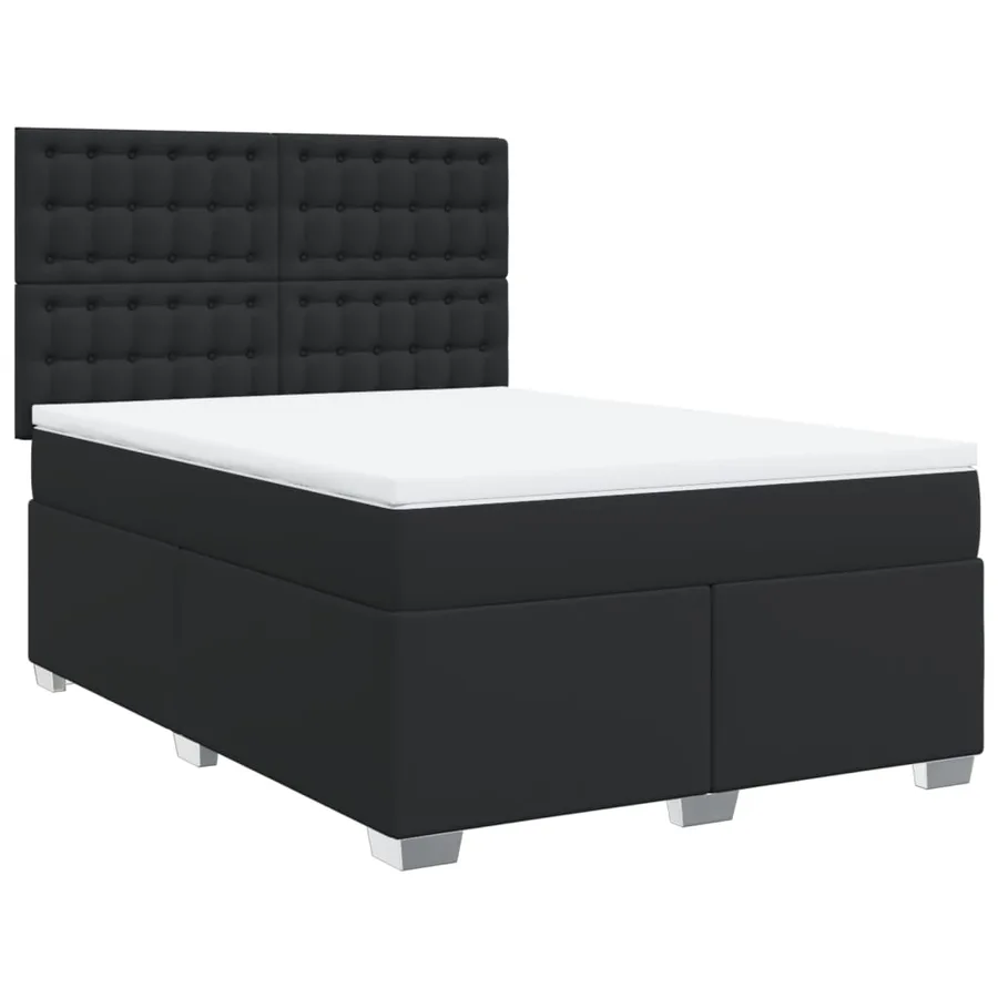 Sommier à lattes de lit avec matelas Noir 140x190 cm Similicuir - 2