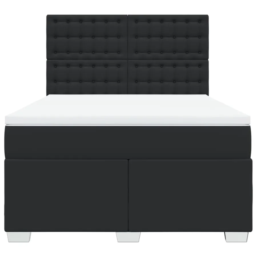 Sommier à lattes de lit avec matelas Noir 140x190 cm Similicuir - 4