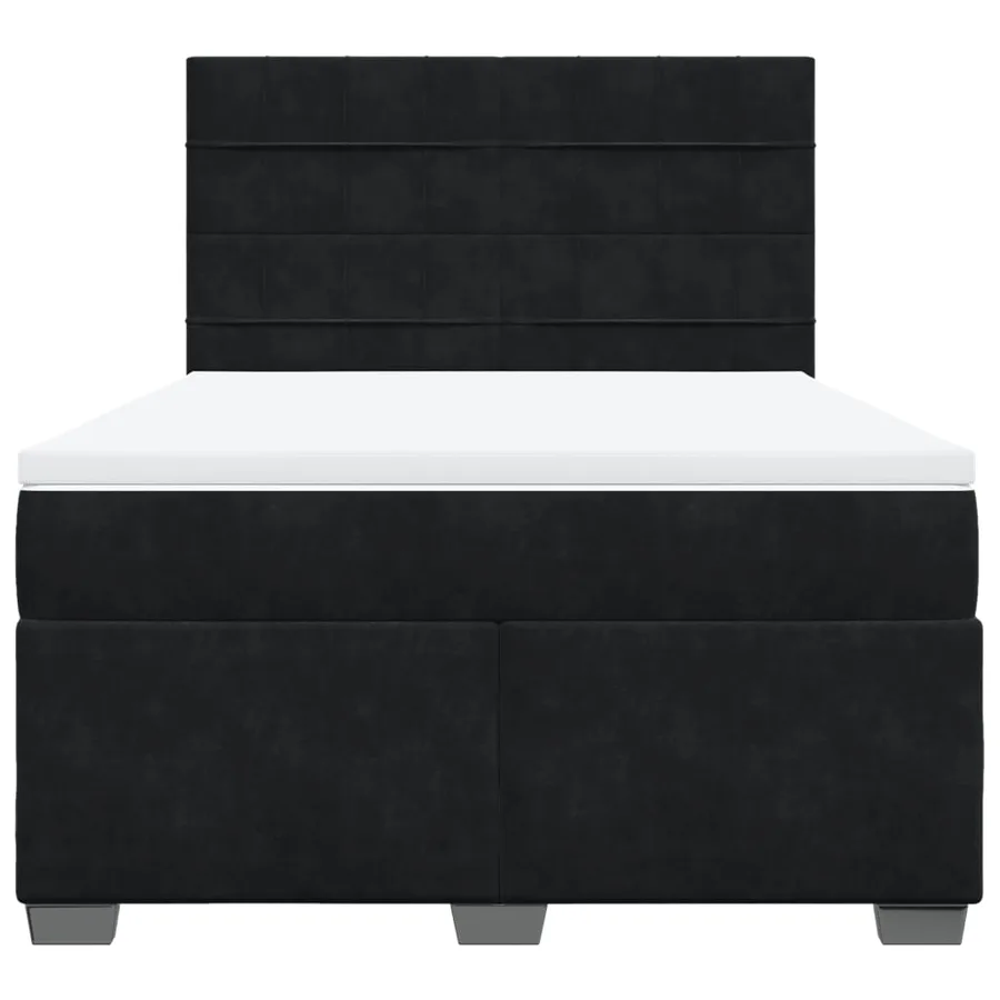 Sommier à lattes de lit avec matelas Noir 140x200 cm Velours - 6