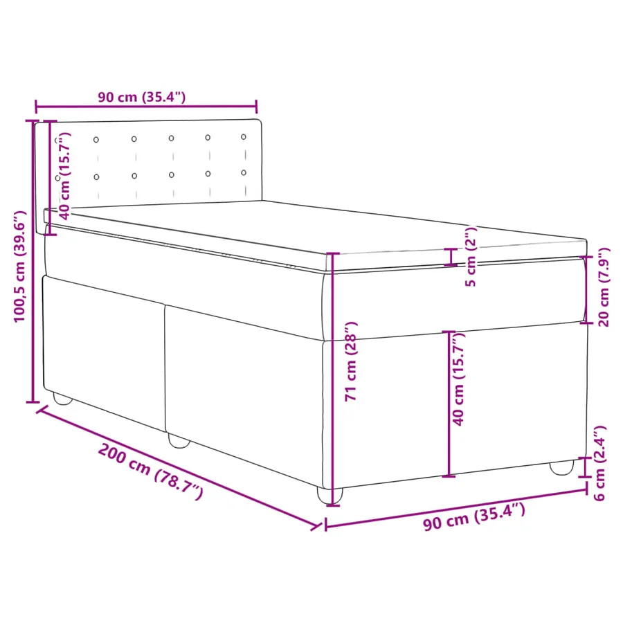 Sommier à lattes de lit avec matelas Marron foncé 90x200 cm - 18