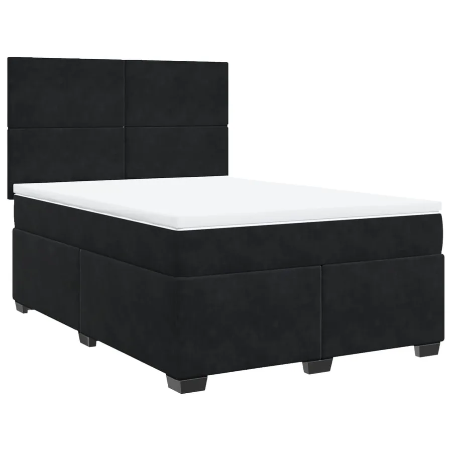 Sommier à lattes de lit avec matelas Noir 140x200 cm Velours - 3