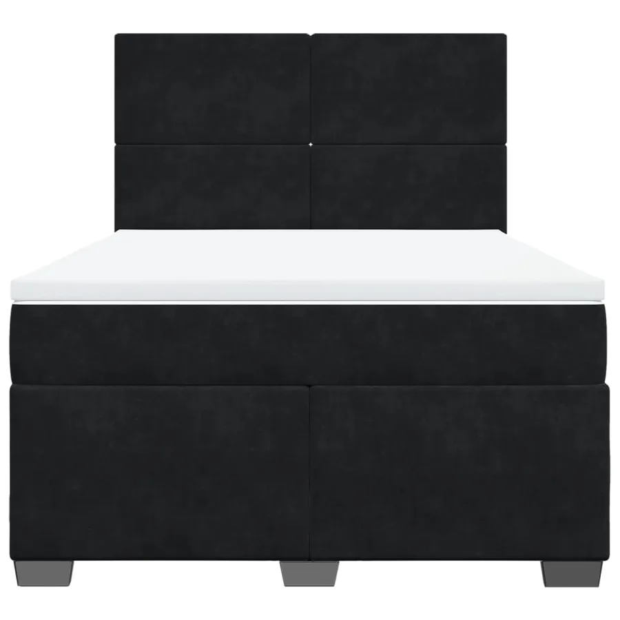 Sommier à lattes de lit avec matelas Noir 140x200 cm Velours - 6