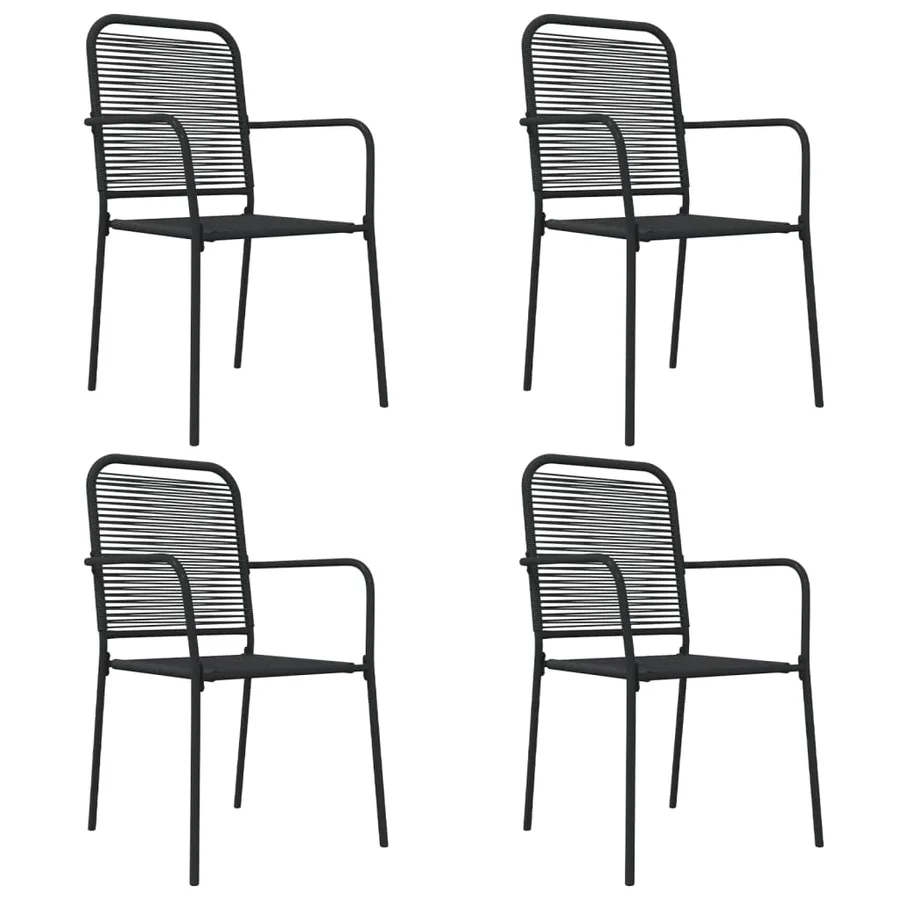 5 pcs garden dining set Black Cotton rope and steel - 4